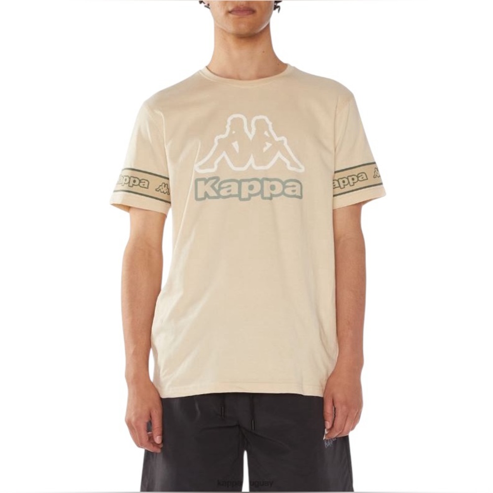 Kappa Beige Logo T Shirt Graphic Tee Streetwear Crewneck Cotton Unisex Medium